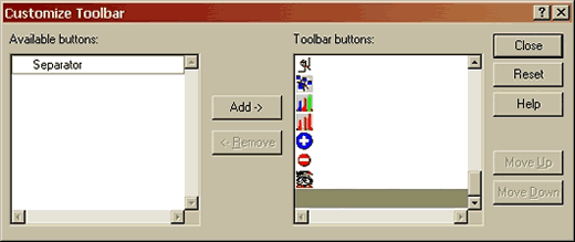 Toolbar customisation